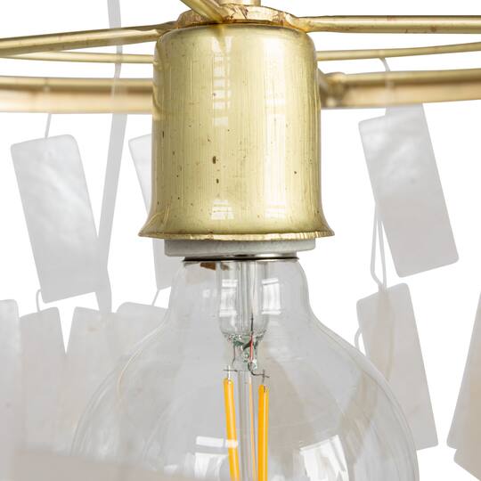 Hello Honey® Marina Small Round Gold Metal & Natural Capiz Chandelier Style Pendant Ceiling Light